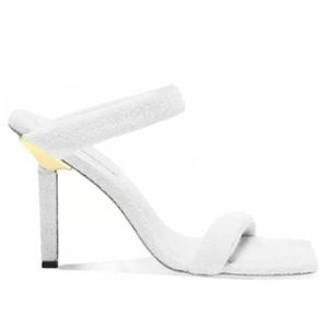 NEW Good American Terry Strap Heeled Sandals Sz 9